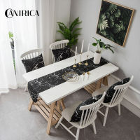 CANIRICA Table Runner Marble Table Runners Modern Tafelloper Dining Table Decor Camino De Mesa Kitchen Decoration Black White