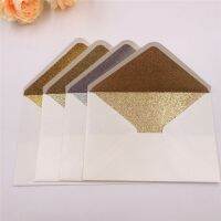 《 CYUCHEN KK 》 WhiteNavy 25x สีรุ้ง ShimmerPaper การ์ดเชิญงานแต่งงานซองจดหมาย Pearlescent Glitter Envelope 4 Celebration