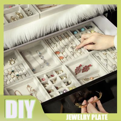 DIY Jewelry Tray Display Box Portable Velvet Ring Bracelet Drawer Storage Case Jewelry Organizer Boxes Earring Holder Girl Gift
