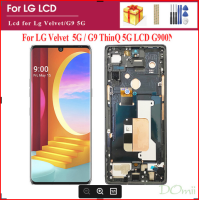 จอ LCD ขนาด6.8นิ้วของแท้สำหรับ LG ผ้ากำมะหยี่ LM-G910EMW LG G9 ThinQ 5กรัมจอแสดงผล LCD แบบสัมผัสหน้าจอ G9 LM-อะไหล่เปลี่ยนจอ LCD Digitizer G900N