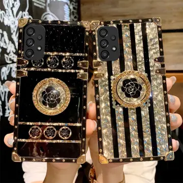 Sexy Gold Glitter Leopard Print Rivet Square Phone Case For