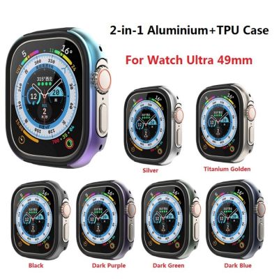 ❣◘❂ 2 in 1 Aluminum Alloy TPU Bumper Case for Apple Watch Ultra 49mm Anri-scratch Hard Metal Watch Cover