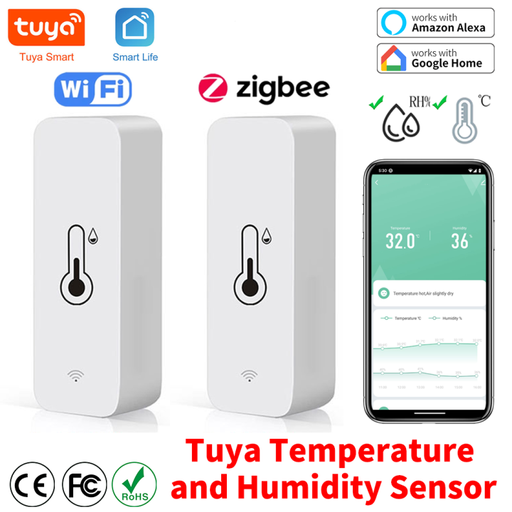 tuya-สมาร์ท-zigbee-เซ็นเซอร์ไฮกรอมิเตอร์ภายในอาคารควบคุมความชื้นและอุณหภูมิสำหรับ-alexa-google-home