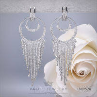 ต่างหูระย้า ฝังคริสตัลเรียงสาย ขนาดใหญ่ ตุ้มหู เครื่องประดับ ER0752 ValueJewelry