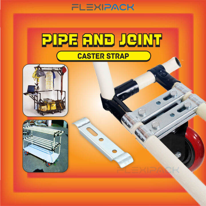 2 Set Caster Support Metal Caster Bracket for Caster Wheel Pipe Joint