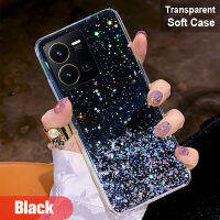 เคสโทรศัพท์ Y55 Y35ใสลายดาวสำหรับ VIVO,Y01A Y55 Y75 Y36 Y02S 5G 4G Y72 Y76 + ด้านหลังส่องแสงเป็นประกายวิบวับ Y77แฟชั่นหรูหราระยิบระยับเคส