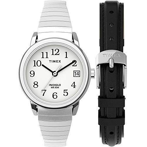 timex-womens-easy-reader-25mm-watch-box-set-silver-tone-case-white-dial-with-tapered-expansion-band-black-leather-strap