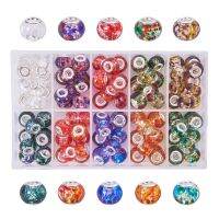 g2ydl2o 1 Box Spray Painted Glass European Beads Fit European Charm Bracelet 100pcs/box