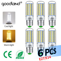 Goodland 6 pcs E27หลอดไฟ LED 220V E14หลอดไฟ LED 24 36 48 56 69 72 LEDs SMD 5730 high Power R ข้าวโพดโคมไฟสำหรับ Home บ้าน