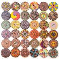 15-25mm mixed 50pcs DIY handicraft accessories card decoration 2-hole vintage wood button hand sewn scrapbook clothing button Haberdashery