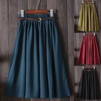 【CW】 Ladies Knee Length Waist A line Pleated Skirts with