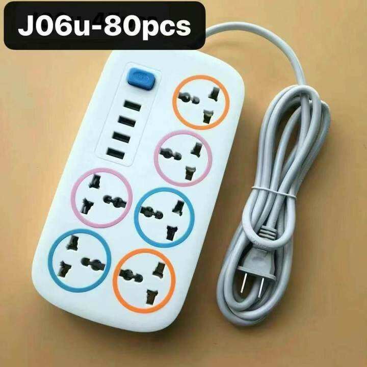 4 USB Port/6 Socket Multiple Electric Extension Colorful Power Strip