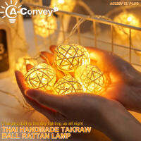 ไฟ LED Fairy ภาษาไทยทำด้วยมือ Takraw Ball โคมไฟหวาย AC220V ปลั๊ก EU Warm White 5M 20LEDS สำหรับภายในวันหยุดคริสต์มาสตกแต่ง