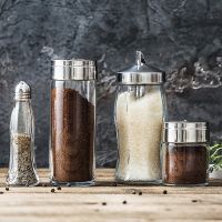 [COD] creative glass seasoning bottle stainless steel perforated cap salt Chinese and food jar