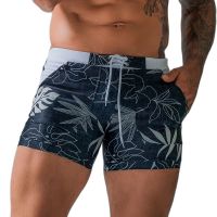 Summer Mens Beach Swimming Trunks Drawstring Elastic Waist Swimsuit Shorts Man Plus Size Quick Drying Swimwear Shorts