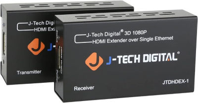 J-Tech Digital HDMI Extender By Single Cat 5E/6 Full Hd 1080P With Deep Color, EDID Copy, Dolby Digital/DTS compatible with Personal Computer PACK OF 1