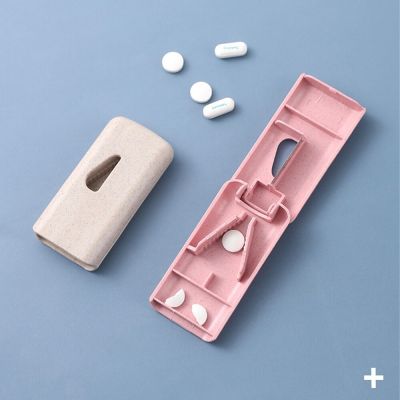 Portable Medicine Pill Cutter Holder Tablet Cutter Splitter Pill Divide Case Storage Box Travel Pill Box Home Mini Drug Box Medicine  First Aid Storag