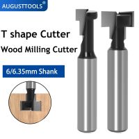 1/4inch Shank 6/8mm T-Slot Cutter Woodworking Router Bit Set Key Hole Bit T Slotting Milling Cutter Router สตรอเบอร์รี่สําหรับไม้