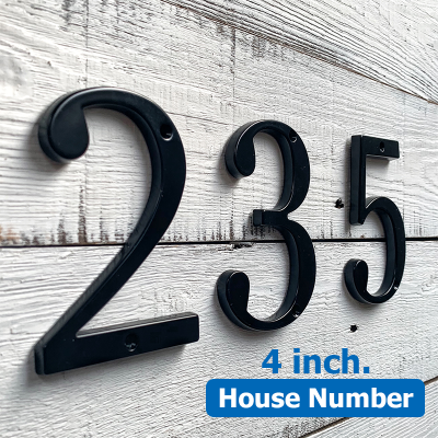 สีดำ 4 "101 มม. บ้านเลขที่โมเดิร์นสำหรับประตูบ้านที่อยู่บ้านเลขที่หลักโลหะผสมสังกะสีกล่องจดหมายขนาดใหญ่ป้ายที่อยู่ #0-9-zptcm3861