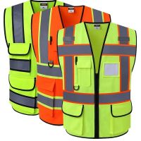 Hi Vis Reflective Safety Vest with Pockets and Zipper for Men and Women Meets ANSI/ISEA Standard