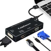 CableDeconn Multiport 4-in-1 HDMI to HDMI/DVI/VGA Adapter Cable with Audio Output Converter Adapters