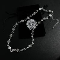 Classic Vintage Old Dice Chrome Heart Necklace Mens Clavicle Chain Womens