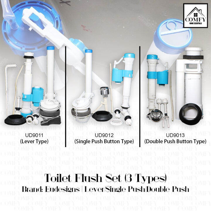 CR Toilet Bowl Water Tank Fittings Set Single Double Push Button or