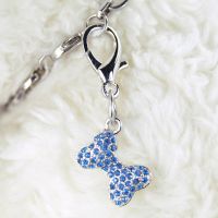 1pc New Fashion Jewelry Silver Pink Paw Bone Heart Collar Pendant Necklace Crystal Decorated Pet Dog Pendant Tag Pet Accessory