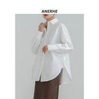 The spring of 2023 the new original contracted ins lapel loose white cotton advanced leisure long-sleeved shirt female