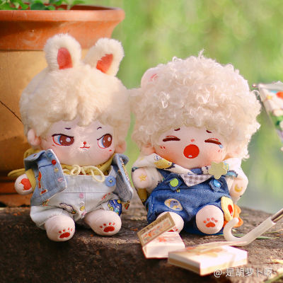 Naked Doll 20CM Idol Doll Silver Curls Hair Bunny Crying Bear Plush Doll Pure Cotton Stuffed Naked Baby Fan Collection Gift
