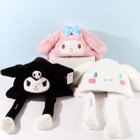 หมวกที่สามารถเคลื่อนย้ายหูหัวใจการ์ตูนสาวน่ารักน่ารัก Sanrioed Kuromi My Melody ของขวัญหมวกตุ๊กตาผ้ากำมะหยี่ที่อบอุ่นสำหรับนักเรียน