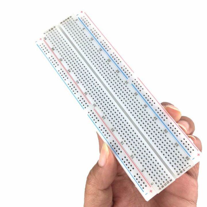 mb-102บอร์ด-pcb-บอร์ดพลาสติกสำหรับใช้ต่อวงจรต้นแบบ-pcb-ไร้บัดกรี830จุด1ชิ้น