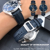 kuiwer สายนาฬิกาข้อมือหนังวัวคุณภาพสูงทอ20 21มม. 22มม. เหมาะสำหรับ IWC Portugieser นาฬิกานักบินปลายโค้งสายนาฬิกาหนังแท้