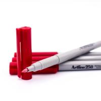 ปากกามาร์คเกอร์ หัวเข็ม 0.4 มม. ชุด 4 ด้าม (สีแดง) เขียนได้ทุกพื้นผิว
