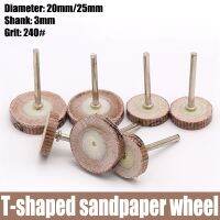 2pcs 20/25mm Sandpaper Mounted Point Grinding Head T-shaped Wheels Polishing Rotary Tools With 3mm Shank 240 Grit