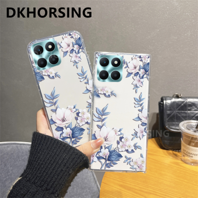 DKHORSING เคสโทรศัพท์ใบดอกไม้ใหม่สำหรับเกียรติยศ X6A / HONOR 90 Lite/ HONOR 70 Lite/honor X5 Plus TPU ซิลิโคนแบบใสปลอกอ่อน HONOR X6a เคสหลังสุดหรูกันกระแทก X5Plus