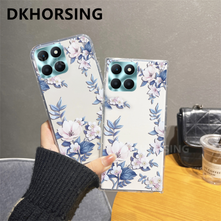 dkhorsing-เคสโทรศัพท์ใบดอกไม้ใหม่สำหรับเกียรติยศ-x6a-honor-90-lite-honor-70-lite-honor-x5-plus-tpu-ซิลิโคนแบบใสปลอกอ่อน-honor-x6a-เคสหลังสุดหรูกันกระแทก-x5plus