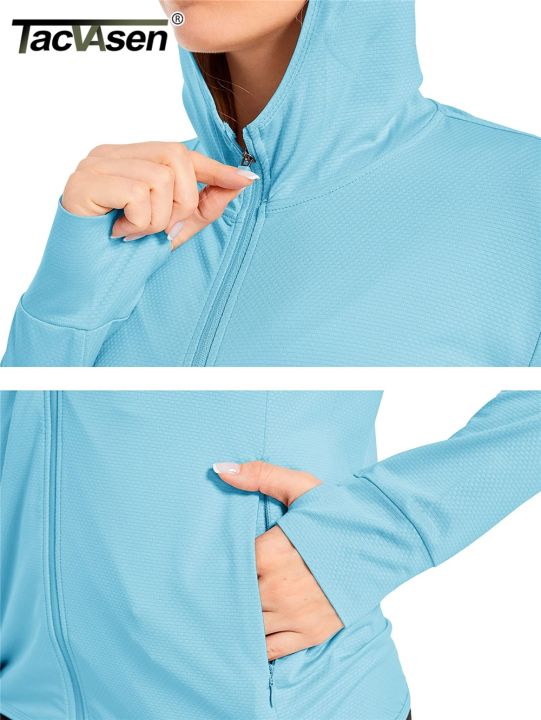 tacvasen-เสื้อมีฮู้ดป้องกันแสงแดดในฤดูร้อนแขนยาวผู้หญิงเสื้อลำลอง-upf-50เสื้อยืดซิปเต็มกันแดดมีกระเป๋าซิป