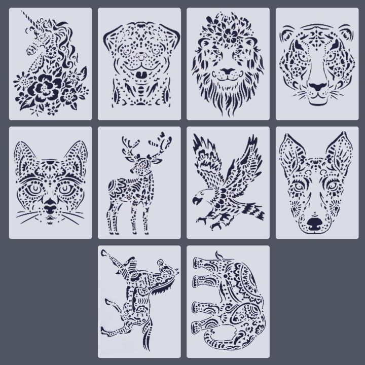 10 Sheet Animal Stencils Drawing Painting Templates for Kids Children ...