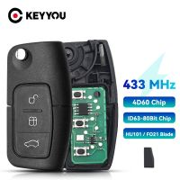 Ysl Store KEYYOU ASK ชิป433Mhz 4D63/4D60รีโมทกุญแจสำหรับ Ford Focus 3 Mondeo C Max S Max Galaxy Fiesta HU101/FO21ปลอกใบมีด3ปุ่ม