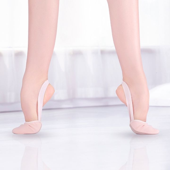 รองเท้าแตะครึ่งเท้ารองเท้าบัลเล่ต์สำหรับเต้น-ผ้าใบยืดหนังปิดทันสมัยรองเทาส้นสูงแบบเปิดปลายเท้า