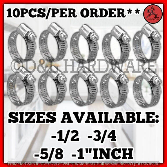 D3021 10PCS Adjustable Hose Clamp Silvertone Garden Hose Clamp (1/2, 5