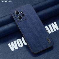 NORVIK For Redmi Note 12 4G เคสโทรศัพท์หรูหราเคลือบหนัง TPU นิ่มแบบแบบลายไม้ธุรกิจคลุมทั้งหมด N17-D1ด้านหลังกันเหงื่อ