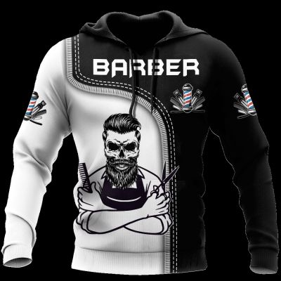 Barber Hoodie Mens Hooded Sweatshirt Hairdresser Occupational Pullover Oversized Harajuku Clothing Hip Hop Long Sleeve Jacket