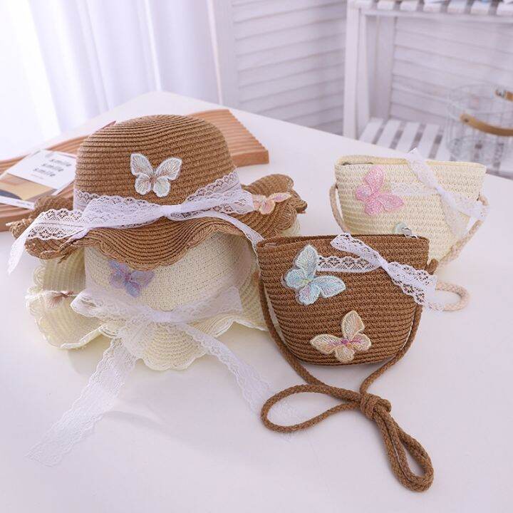 cc-new-summer-children-casual-butterfly-straw-hat-handbags-kid-girls-outdoor-holiday-bags-hat