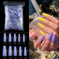 500pcs/bag Long Coffin Stiletto Fake Nails ABS New Design Ballerina Nail Art Tips Clear/Natural Candy Color Fake Nails Tips