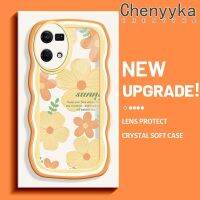 Chenyyka เคสสำหรับ OPPO Reno 7 4G Reno 8 4G F21 Pro ภาพวาดสีน้ำมันแฟชั่นดอกไม้คลื่นที่สร้างสรรค์เคสโทรศัพท์โปร่งใสกรอบนุ่มป้องกันเลนส์กล้องซิลิโคนใส