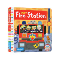 English original childrens picture book busy series busy fire station operation book of paperboard mechanism of fire station childrens Enlightenment learning parent child education interactive learning