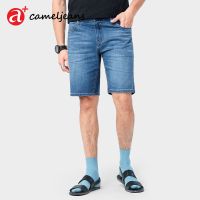 Cameljeans Mens Denim Shorts Mens Straight Mens Casual Fashion Brand Washed Five-point Pants