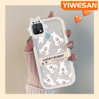 YIWESAN เคสสำหรับ OPPO A15 A35 A15s 4G เคสลายการ์ตูนกระต่ายนำโชคสีสันสดใสเคสเลนส์กล้องถ่ายรูปแบบนิ่มสัตว์ประหลาดน้อยน่ารักเคสกันกระแทกแบบใสแบบเรียบง่ายเคสป้องกัน